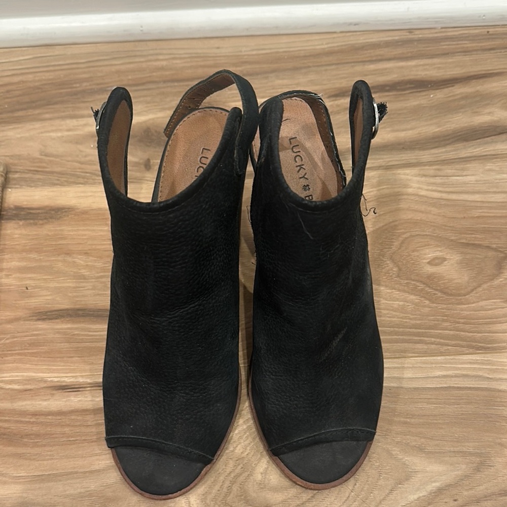 Lucky Brand Black Women's Peep Toe Booties